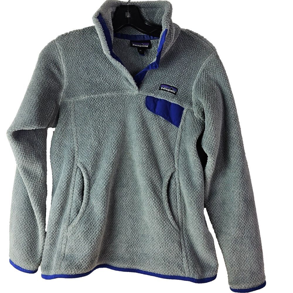 PATAGONIA Snap T Fleece Womens XS Grey Pullover Fuzzy Teddy Polartec Pro Jacket